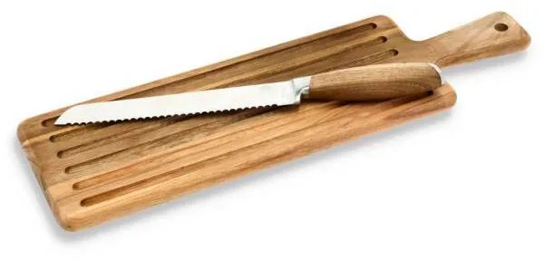 HOLM Skærebræt med brødkniv - Rustfrit stål/Akacie